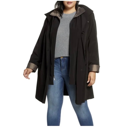 GALLERY Hooded Raincoat with Liner Black - Picture 9 of 12